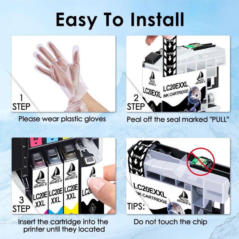 DOUBLE D Upgraded LC20E Compatible Replacement for Brother LC20E LC-20E XXL Ink Cartridges for Brother MFC-J985DW J775DW J5920DW J985DWXL Printer (4BK+2C+2M+2Y) 10 Pack-Updated Version - Image 5